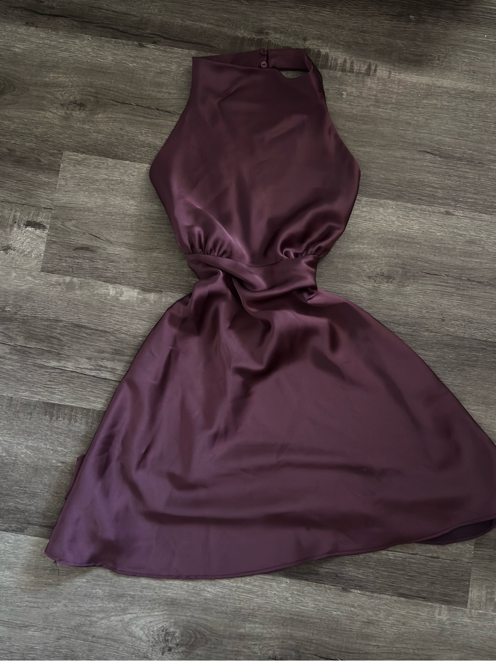 Sara One-Shoulder Satin Midi Dress in Plum